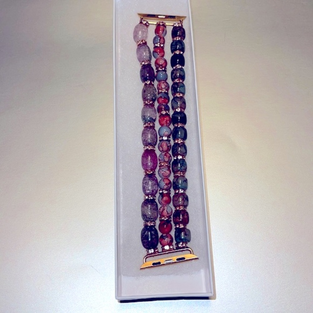 Handmade beaded watch band for 42 44mm Apple Watches fit wrist 7 1/2-8
